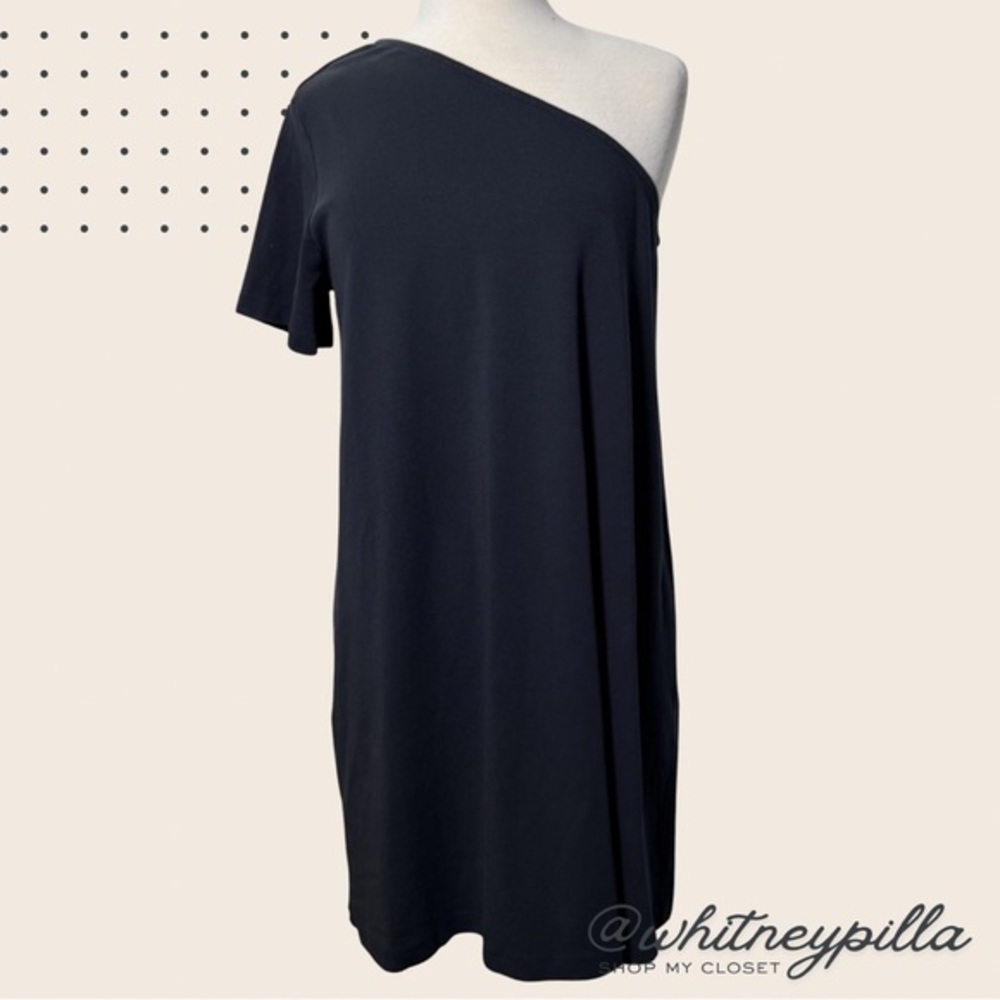 COS One-Shoulder A-Line above the knee classic minimalist Dress, Black size L